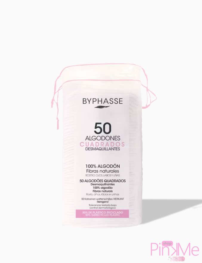 Byphasse Disques Démaquillants Coton Carrés 50 Pièces