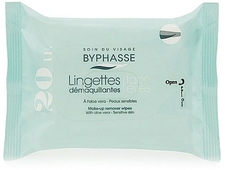 Byphasse Lingettes démaquillantes à l'aloe vera pour peaux sensibles, 20 pcs