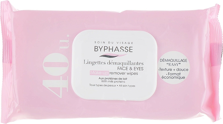 Byphasse Lingettes démaquillantes pour visage et yeux, 40pcs