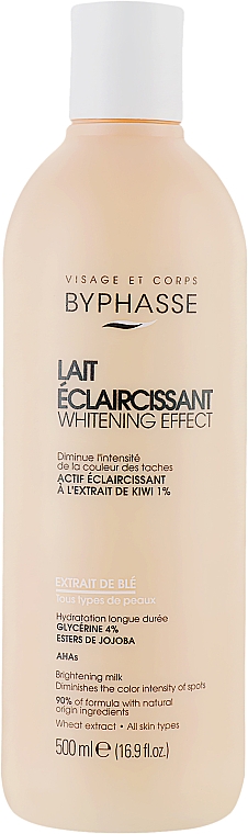 Byphasse Lait unificateur de teint à l'extrait de blé pour visage et corps