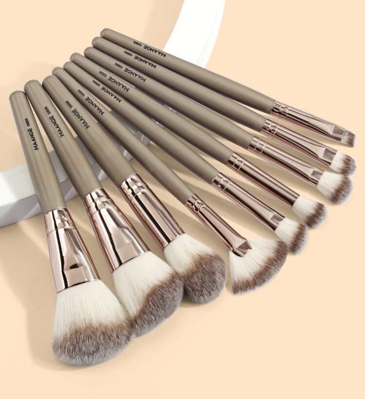 MAANGE Professionnel MakeUp Brush Set De 9 Pièces Champagne