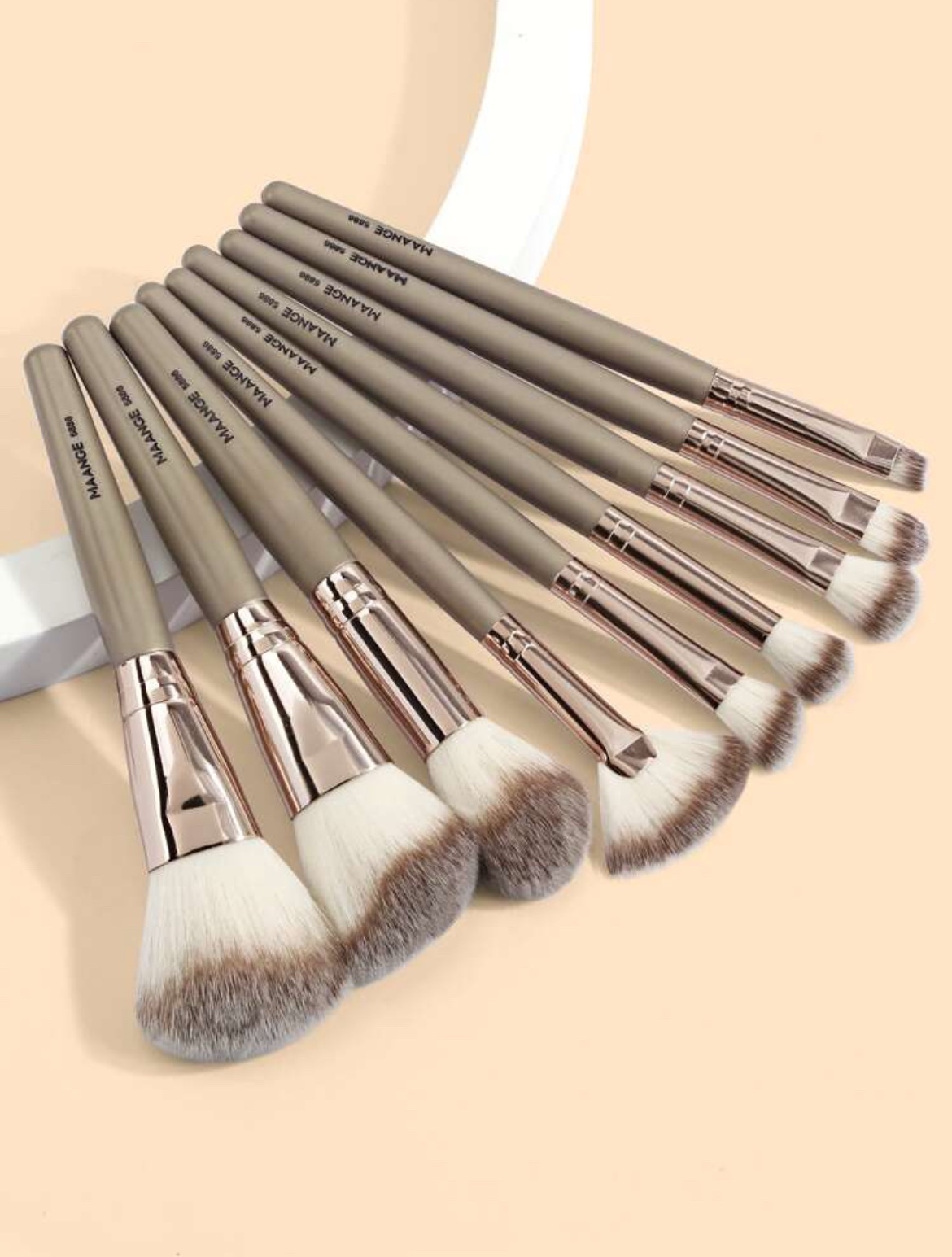 MAANGE Professionnel MakeUp Brush Set De 9 Pièces Champagne