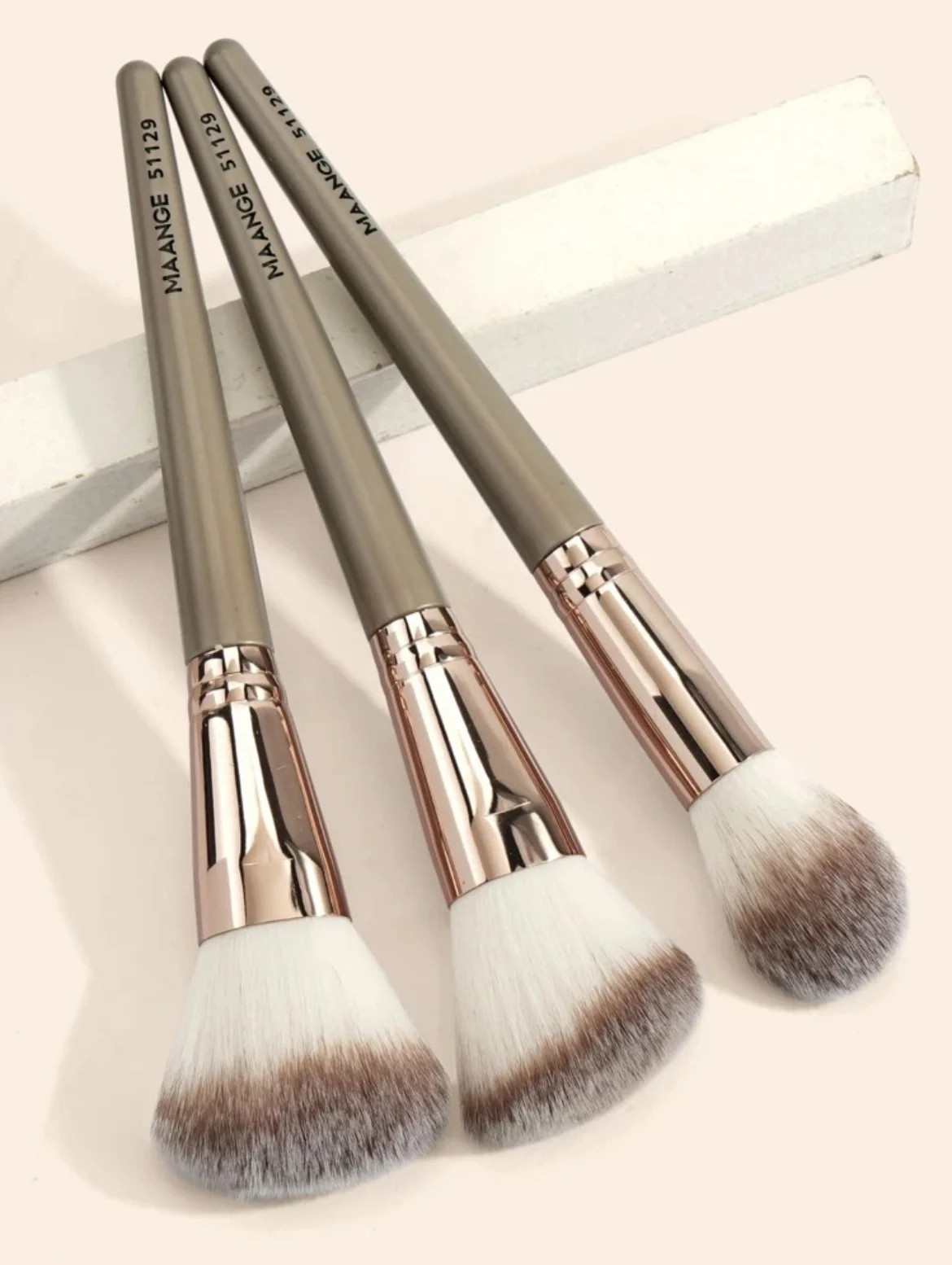 MAANGE Professional Facial Brush Set De 3 Pièces Champagne