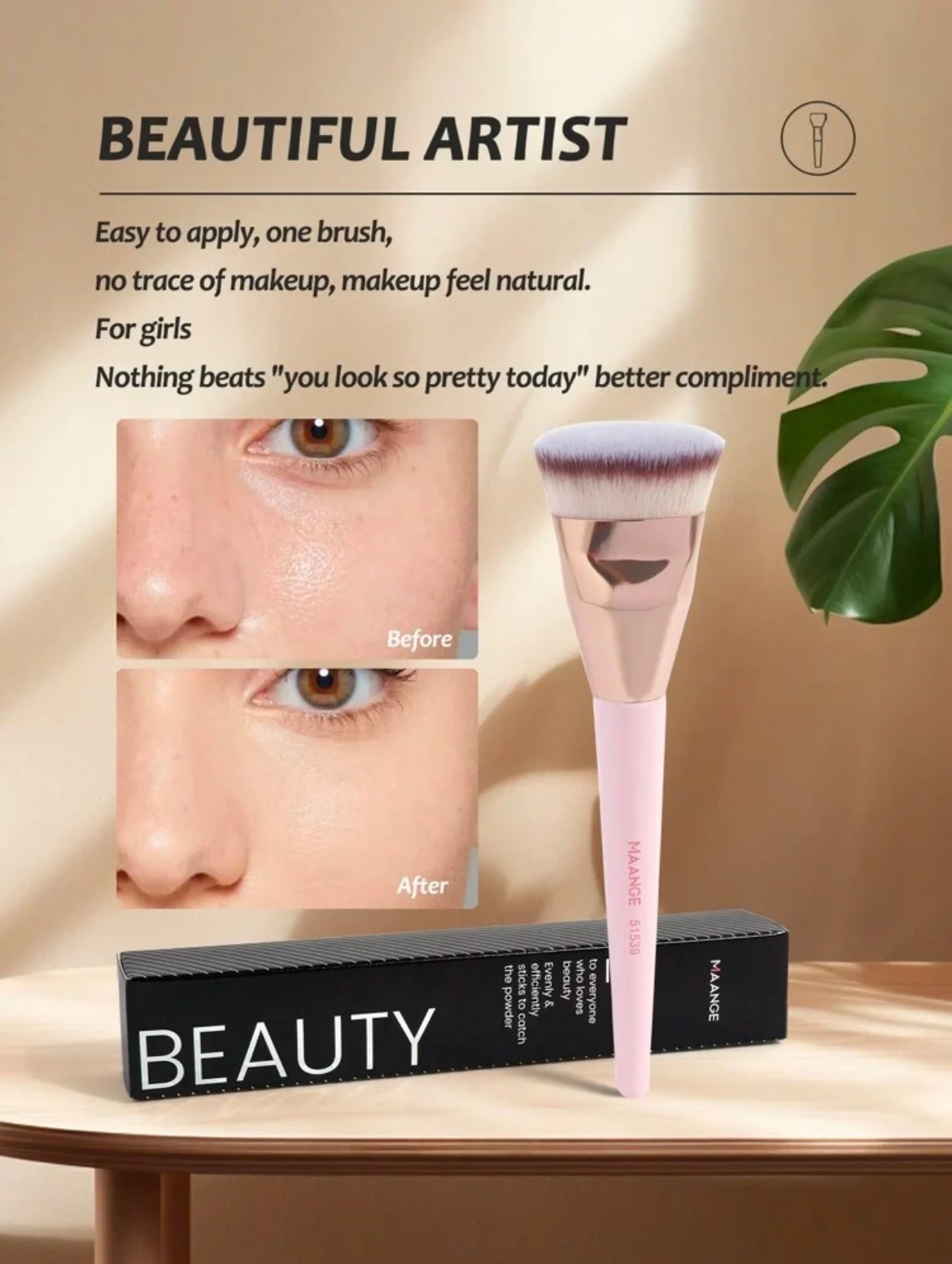 MAANGE Premium 1 Pièce Foundation Brush Flat Head