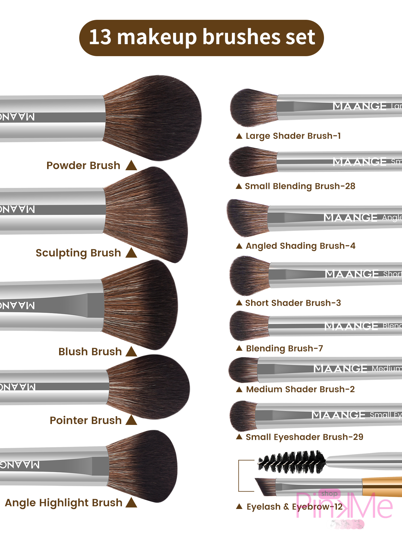 MAANGE Professional Brush SET De13 Pièces Aluminium Beginner