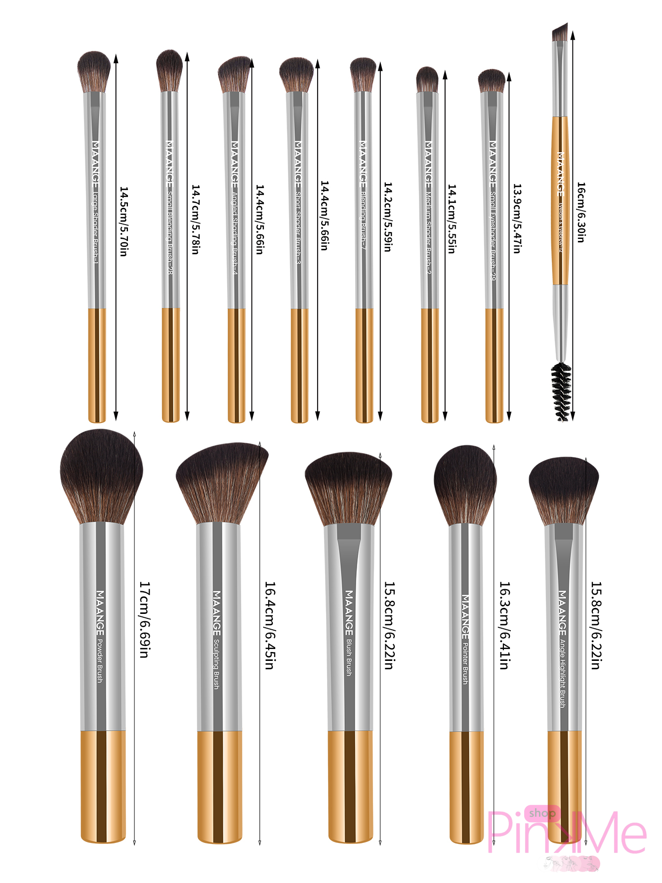 MAANGE Professional Brush SET De13 Pièces Aluminium Beginner