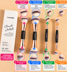MAANGE MakeUp Brush SET Artiste De 4 Pièces Double – Premium - Thumbnail Image 2