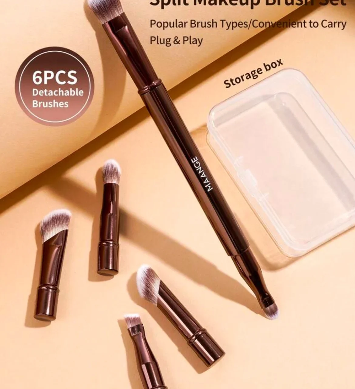 MAANGE MakeUp Brush SET Têtes de Brosse Amovibles De 6 Pièces