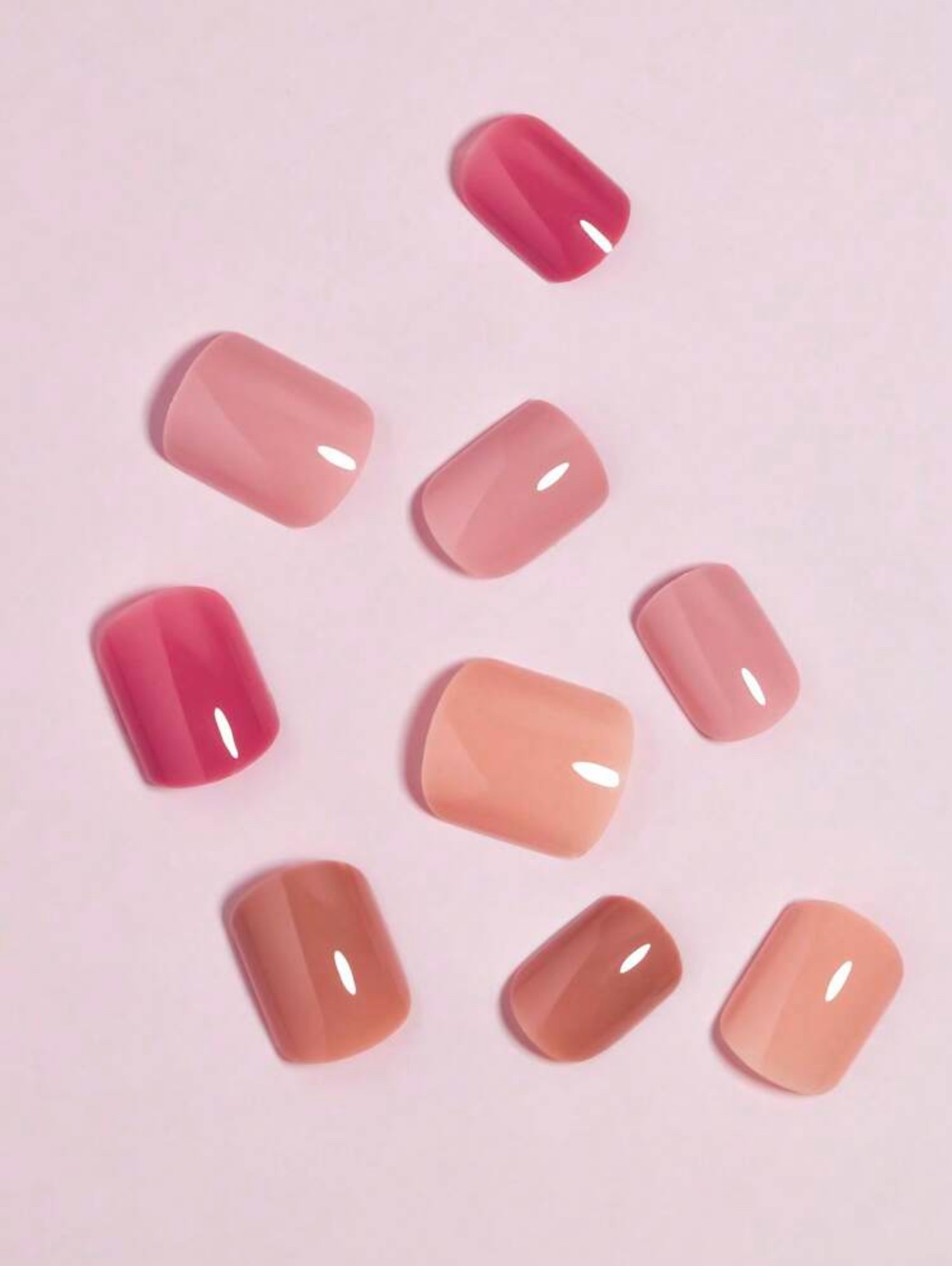 VV MEIJIAER Press-On Nails 96 Pièces Réutilisables Carrés Courts (4 Couleurs Nude) Avec Boîte - ZJ049