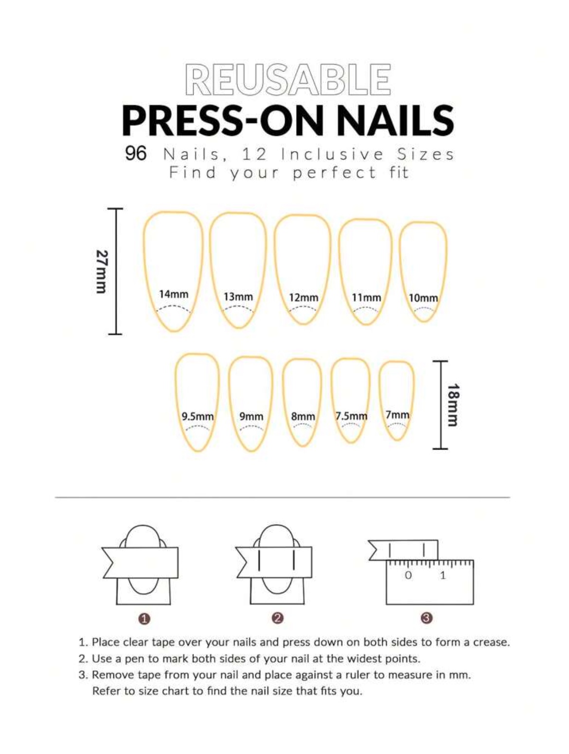 VV MEIJIAER Press-On Nails 96 Pièces Réutilisables Amande Longue (Nude/Beige/Rose Clair/Blanc) + Feuille Adhésive + Mini Lime - ZJ128