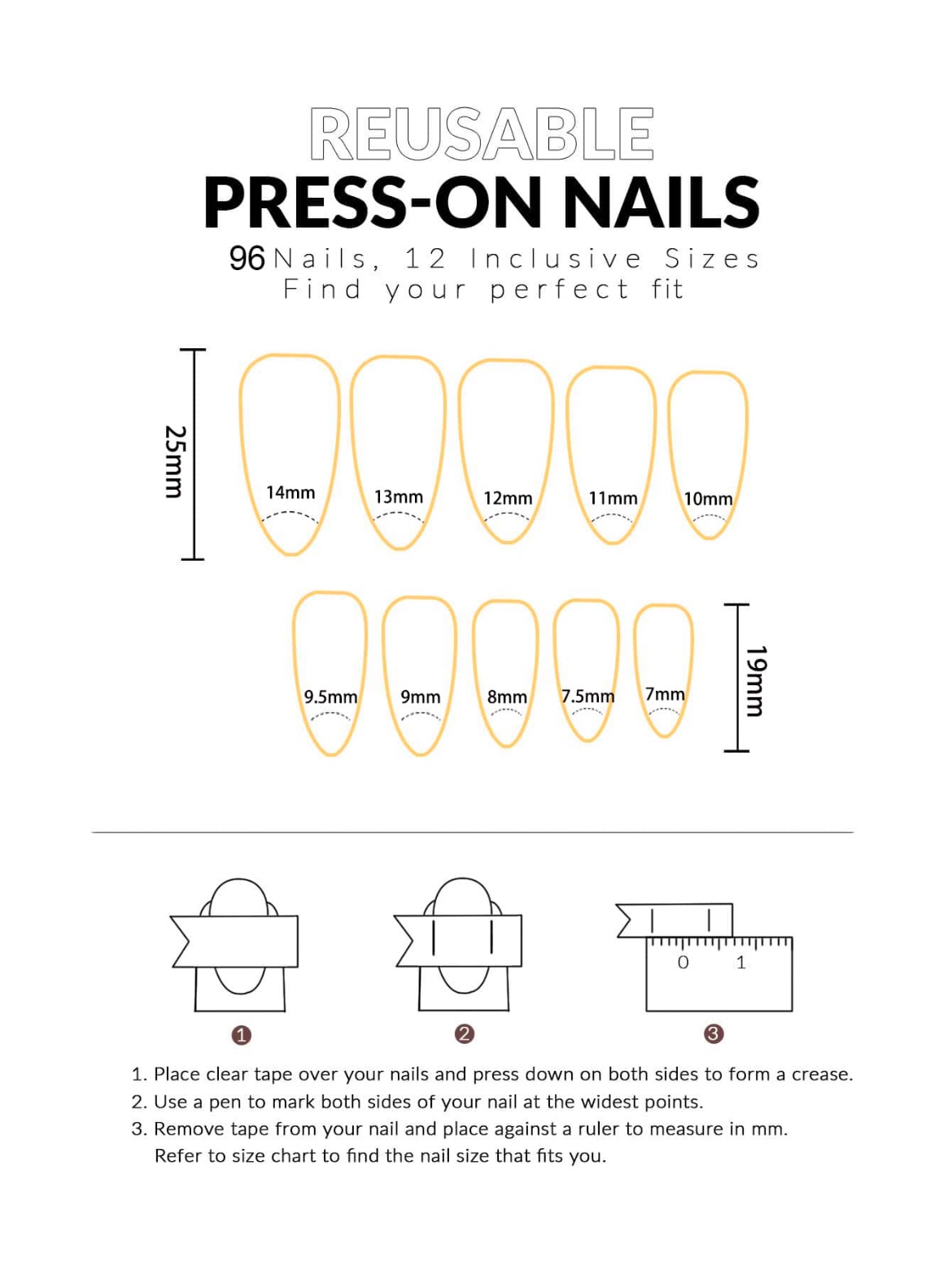 VV MEIJIAER Press-On Nails 96 Pièces Réutilisables Amande Longue (4 Couleurs Perle) + Feuille Adhésive + Mini Lime - ZJ761