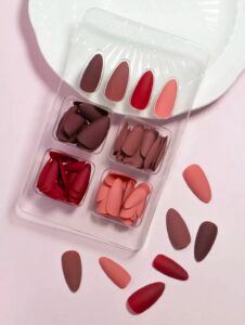 VV MEIJIAER Press-On Nails 96 Pièces Réutilisables Amande Longue (4 Couleurs Automne et Hiver) + Feuille Adhésive + Mini Lime - ZJ107 VV MEIJIAER Press-On Nails 96 Pièces Réutilisables Amande Longue (4 Couleurs Automne et Hiver) + Feuille Adhésive + Mini Lime - ZJ107