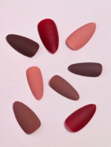 VV MEIJIAER Press-On Nails 96 Pièces Réutilisables Amande Longue (4 Couleurs Automne et Hiver) + Feuille Adhésive + Mini Lime - ZJ107 VV MEIJIAER Press-On Nails 96 Pièces Réutilisables Amande Longue (4 Couleurs Automne et Hiver) + Feuille Adhésive + Mini Lime - ZJ107