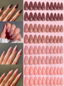 VV MEIJIAER Press-On Nails 96 Pièces Réutilisables Amande Longue (Série Brune) + Feuille Adhésive + Mini Lime - ZJ772 VV MEIJIAER Press-On Nails 96 Pièces Réutilisables Amande Longue (Série Brune) + Feuille Adhésive + Mini Lime - ZJ772