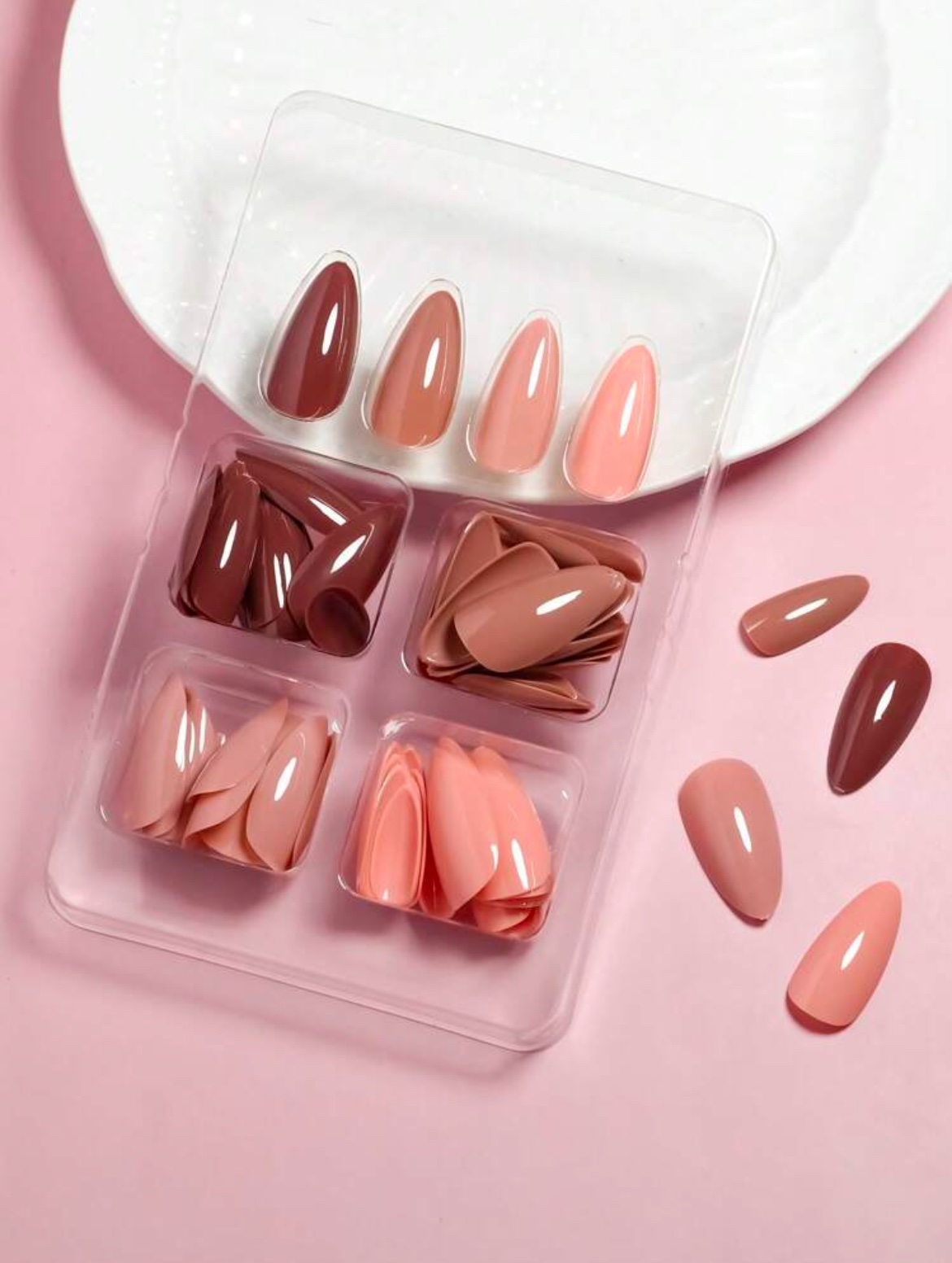 VV MEIJIAER Press-On Nails 96 Pièces Réutilisables Amande Longue (Série Brune) + Feuille Adhésive + Mini Lime - ZJ772 VV MEIJIAER Press-On Nails 96 Pièces Réutilisables Amande Longue (Série Brune) + Feuille Adhésive + Mini Lime - ZJ772