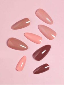 VV MEIJIAER Press-On Nails 96 Pièces Réutilisables Amande Longue (Série Brune) + Feuille Adhésive + Mini Lime - ZJ772 VV MEIJIAER Press-On Nails 96 Pièces Réutilisables Amande Longue (Série Brune) + Feuille Adhésive + Mini Lime - ZJ772