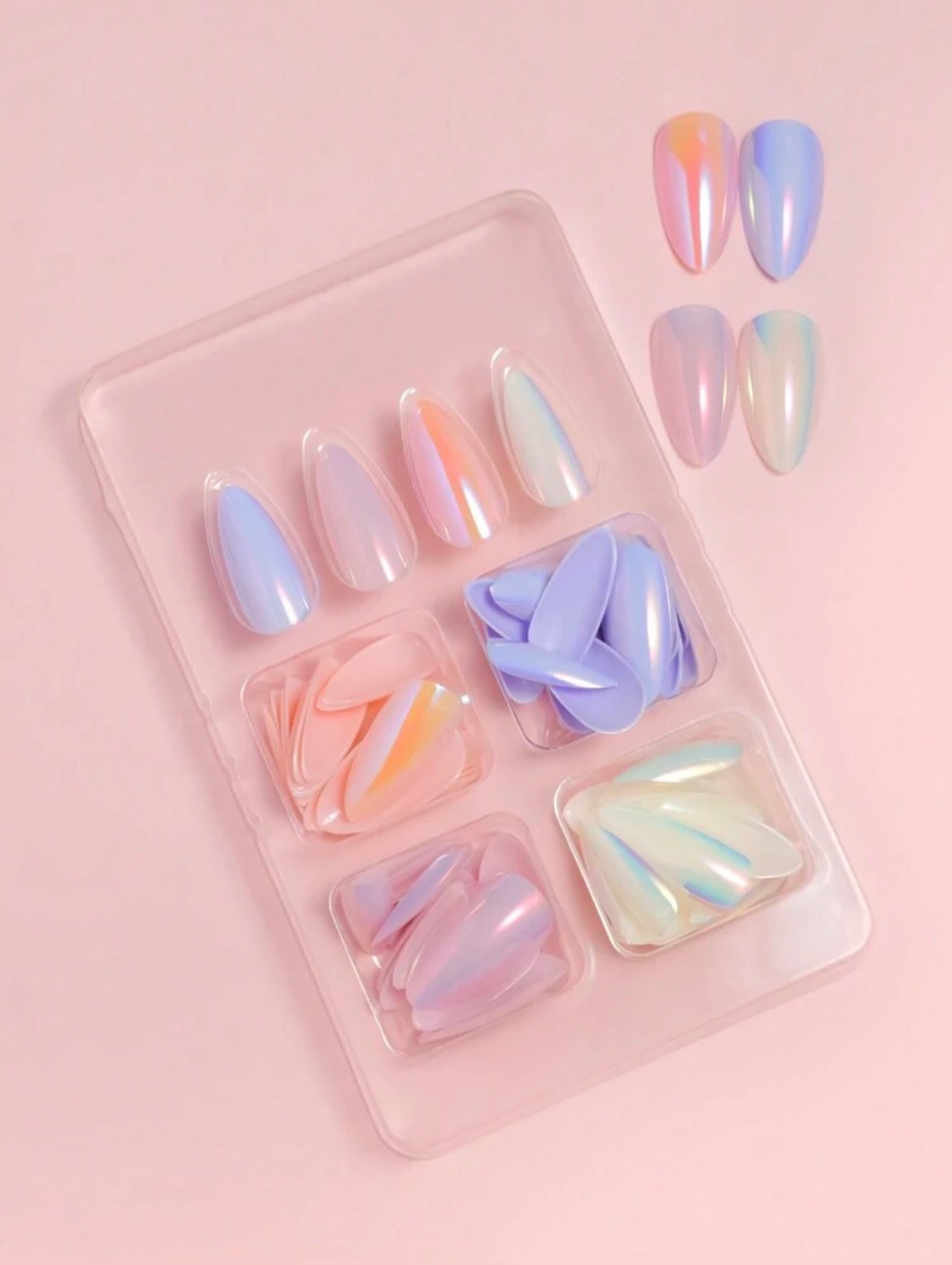 VV MEIJIAER Press-On Nails 96 Pièces Réutilisables Amande Moyenne (4 Couleurs Brillant Magique Chrome) + Feuille Adhésive + Mini Lime - ZJ027 VV MEIJIAER Press-On Nails 96 Pièces Réutilisables Amande Moyenne (4 Couleurs Brillant Magique Chrome) + Feuille Adhésive + Mini Lime - ZJ027