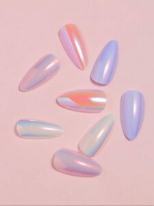 VV MEIJIAER Press-On Nails 96 Pièces Réutilisables Amande Moyenne (4 Couleurs Brillant Magique Chrome) + Feuille Adhésive + Mini Lime - ZJ027 VV MEIJIAER Press-On Nails 96 Pièces Réutilisables Amande Moyenne (4 Couleurs Brillant Magique Chrome) + Feuille Adhésive + Mini Lime - ZJ027