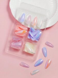 VV MEIJIAER Press-On Nails 96 Pièces Réutilisables Amande Moyenne (4 Couleurs Brillant Magique Chrome) + Feuille Adhésive + Mini Lime - ZJ027 VV MEIJIAER Press-On Nails 96 Pièces Réutilisables Amande Moyenne (4 Couleurs Brillant Magique Chrome) + Feuille Adhésive + Mini Lime - ZJ027