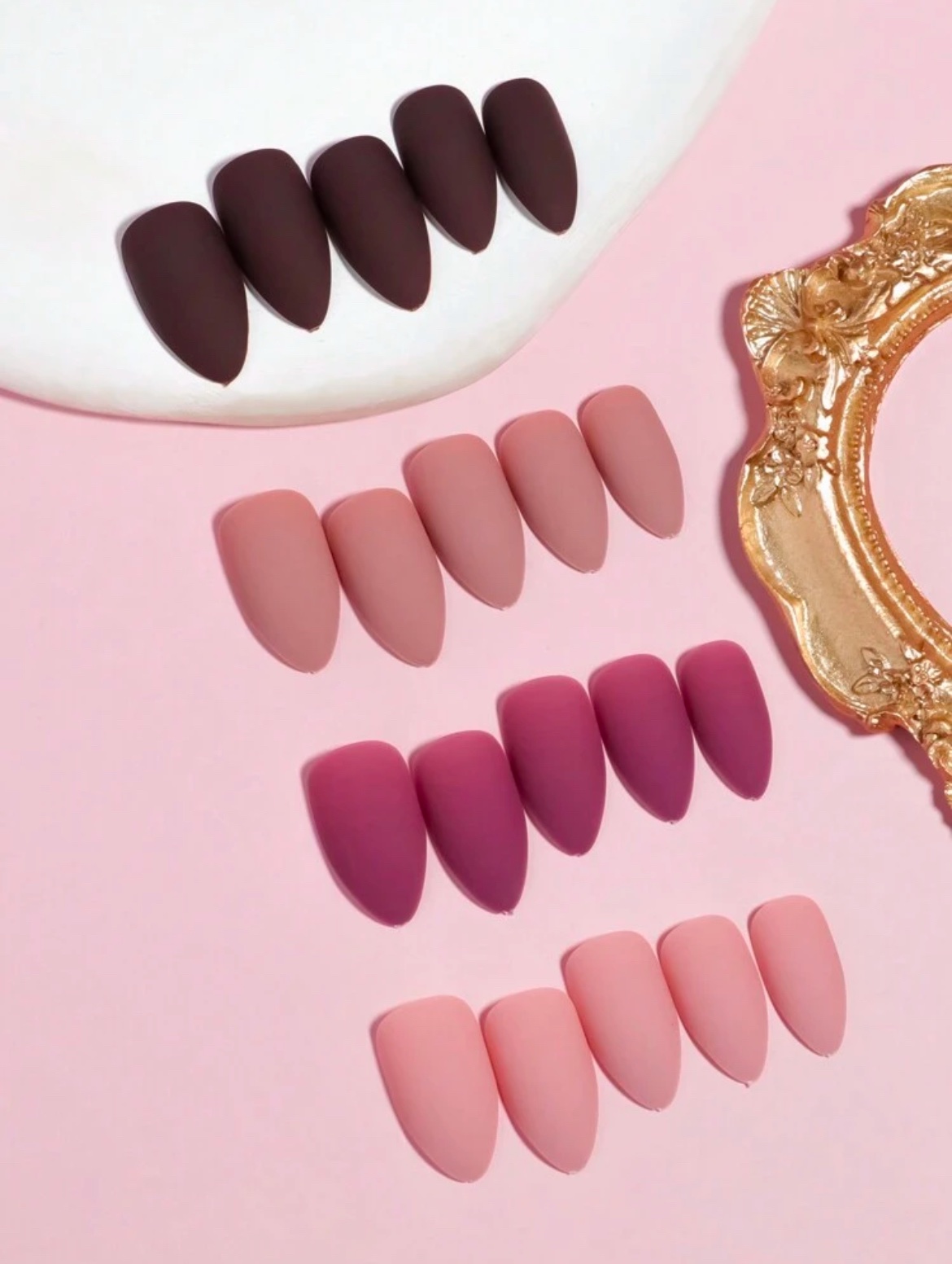 VV MEIJIAER Press-On Nails 96 Pièces Réutilisables Amande Moyenne (4 Couleurs Mates Ombre) + Feuille Adhésive + Mini Lime - ZJ239 VV MEIJIAER Press-On Nails 96 Pièces Réutilisables Amande Moyenne (4 Couleurs Mates Ombre) + Feuille Adhésive + Mini Lime - ZJ239