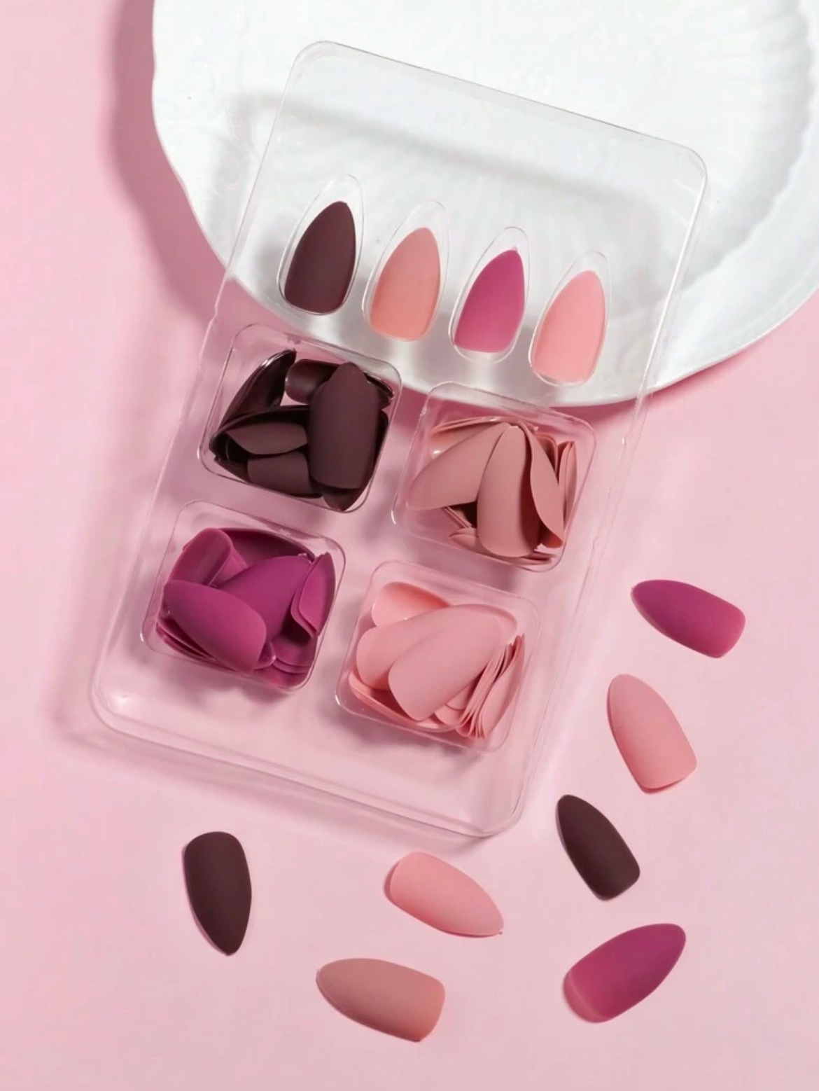 VV MEIJIAER Press-On Nails 96 Pièces Réutilisables Amande Moyenne (4 Couleurs Mates Ombre) + Feuille Adhésive + Mini Lime - ZJ239 VV MEIJIAER Press-On Nails 96 Pièces Réutilisables Amande Moyenne (4 Couleurs Mates Ombre) + Feuille Adhésive + Mini Lime - ZJ239