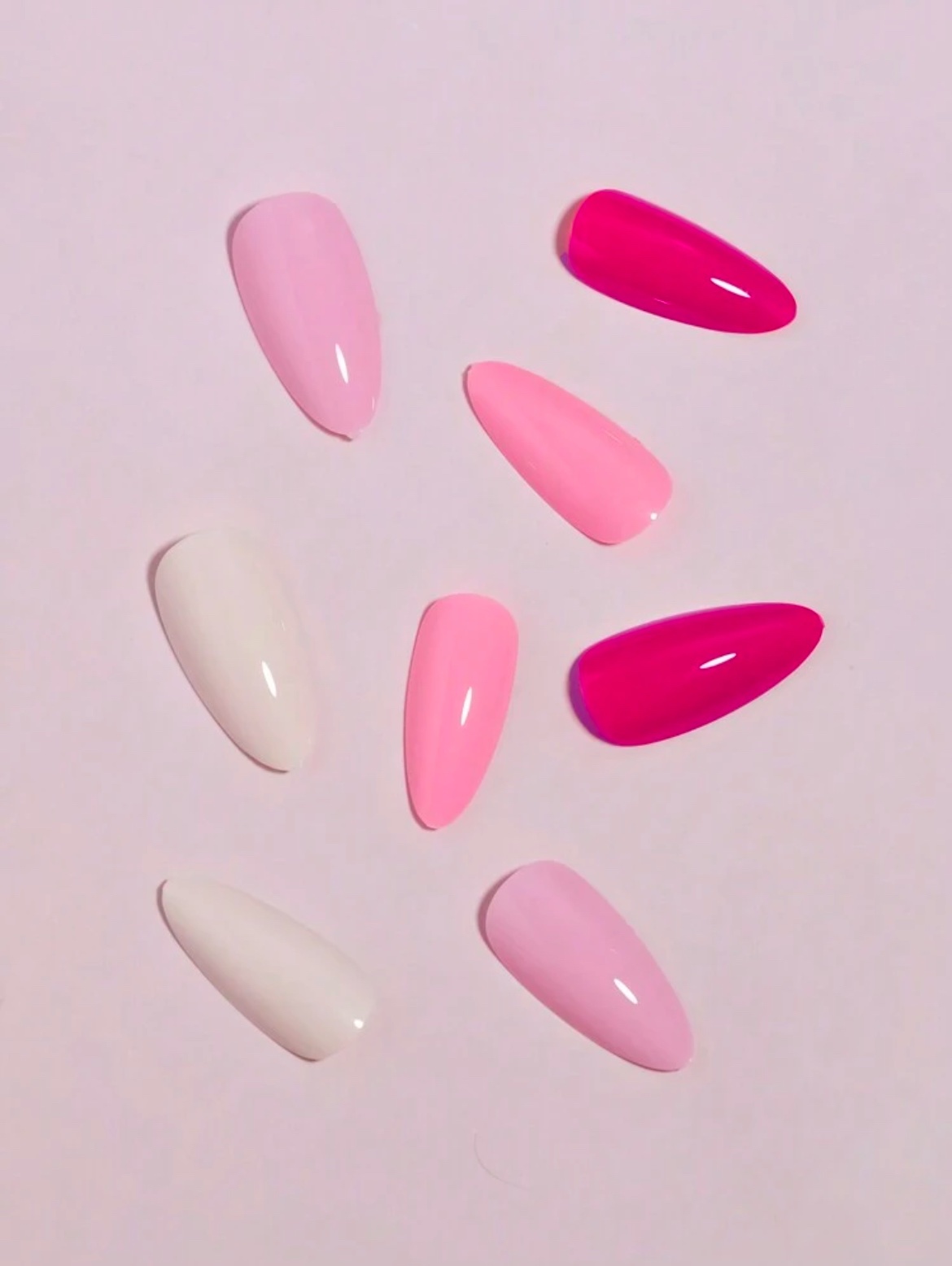 VV MEIJIAER Press-On Nails 96 Pièces Réutilisables Amande Longue (Série Roses Dégradés) + Feuille Adhésive + Mini Lime - ZJ227