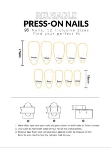 VV MEIJIAER Press-On Nails 96 Pièces Réutilisables Amande Longue (Série Roses Dégradés) + Feuille Adhésive + Mini Lime - ZJ227