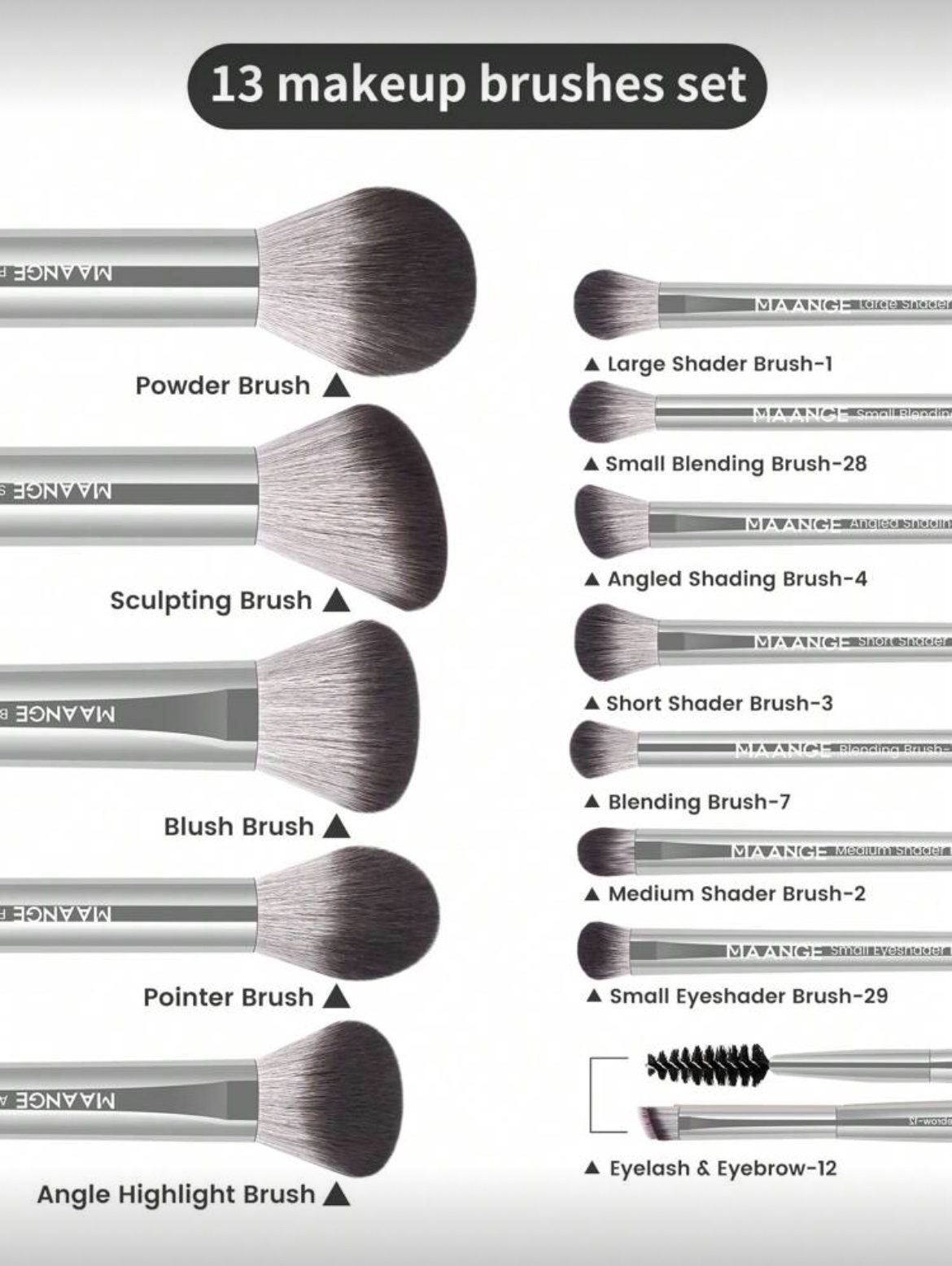 img_6505 MAANGE Professional Brush SET De13 Pièces Aluminium Beginner