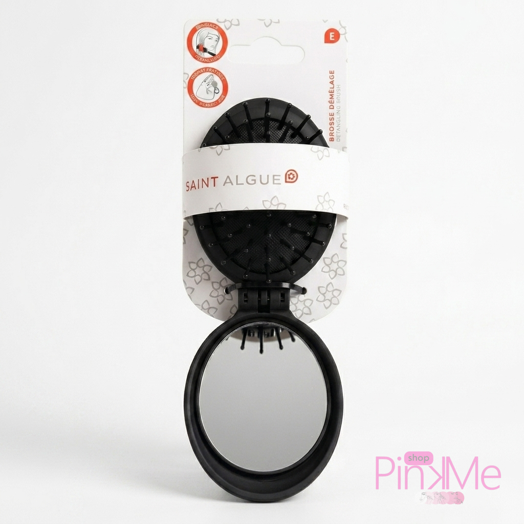 Saint Algue Mini Brosse Pliante de Démêlage – Format Pocket avec Miroir
