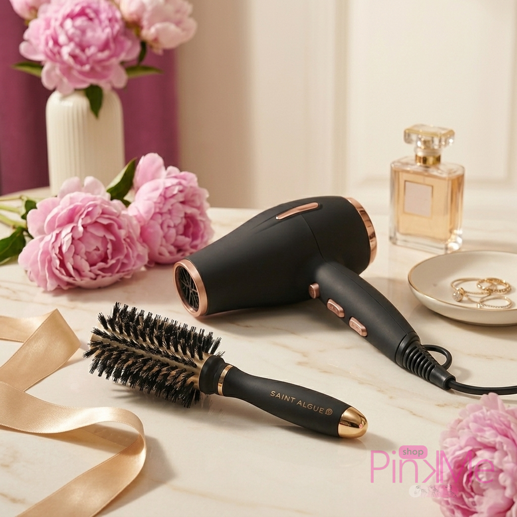 Saint Algue Brosse Brushing Professionnelle pour Cheveux Courts & Mi-Longs (manche confort)