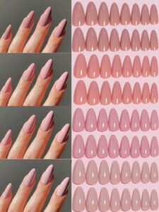 VV MEIJIAER Press-On Nails 96 Pièces Réutilisables Amande Longue (Série Nudes Dégradés) + Feuille Adhésive + Mini Lime - ZJ083