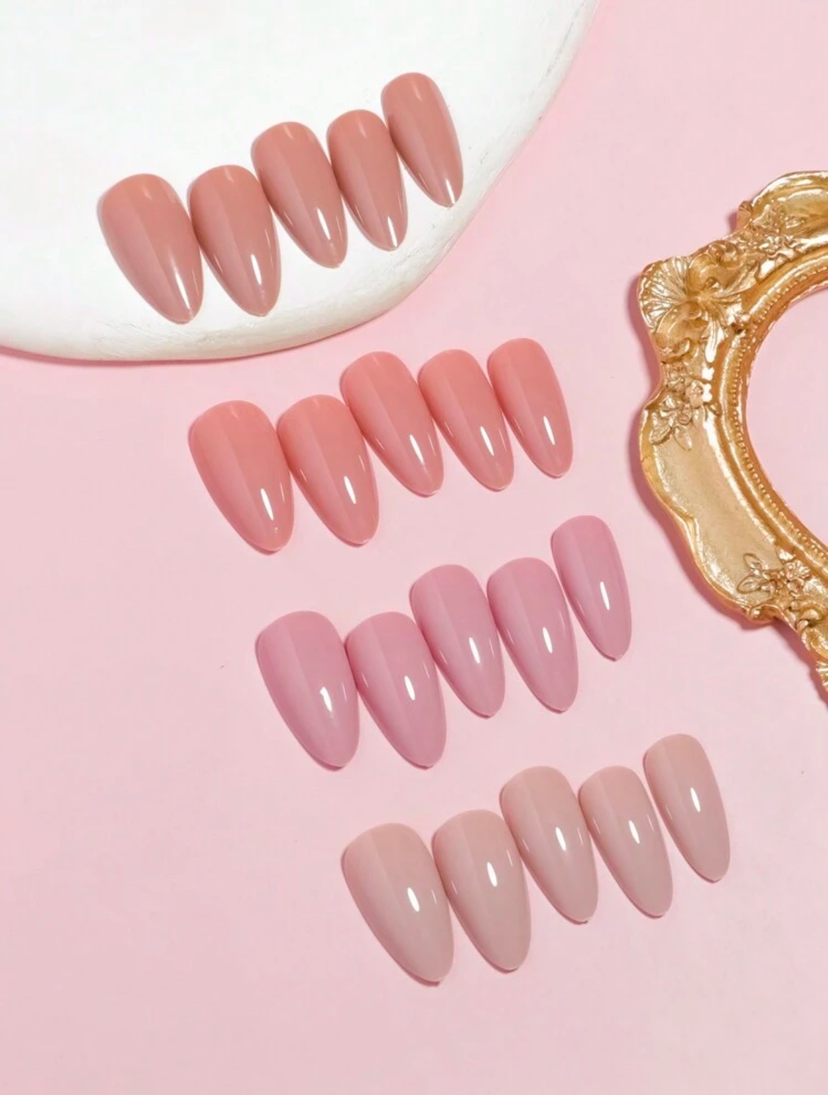 VV MEIJIAER Press-On Nails 96 Pièces Réutilisables Amande Longue (Série Nudes Dégradés) + Feuille Adhésive + Mini Lime - ZJ083