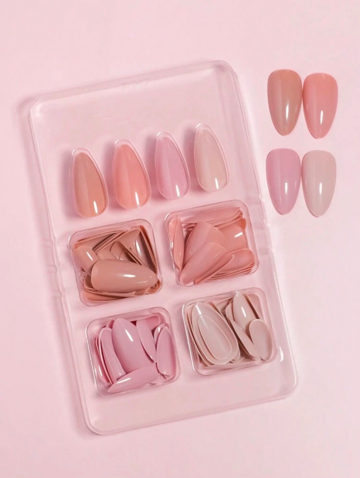 VV MEIJIAER Press-On Nails 96 Pièces Réutilisables Amande Longue (Série Nudes Dégradés) + Feuille Adhésive + Mini Lime - ZJ083