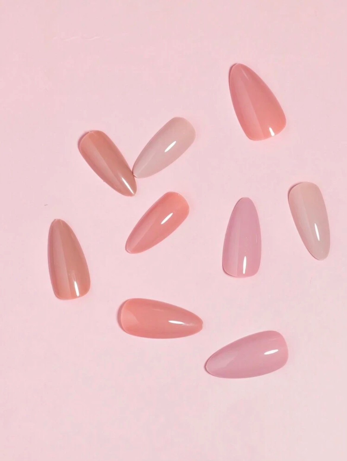 VV MEIJIAER Press-On Nails 96 Pièces Réutilisables Amande Longue (Série Nudes Dégradés) + Feuille Adhésive + Mini Lime - ZJ083
