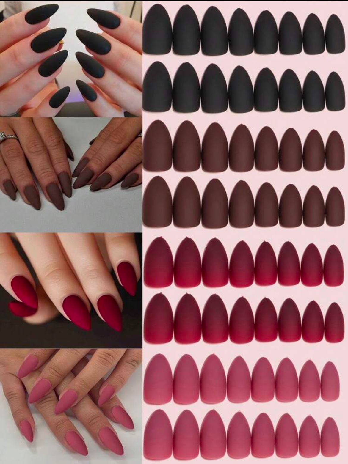 VV MEIJIAER Press-On Nails 96 Pièces Réutilisables Amande Moyenne (4 Couleurs Mates Dégradées) + Feuille Adhésive + Mini Lime - ZJ254 VV MEIJIAER Press-On Nails 96 Pièces Réutilisables Amande Moyenne (4 Couleurs Mates Dégradées) + Feuille Adhésive + Mini Lime - ZJ254