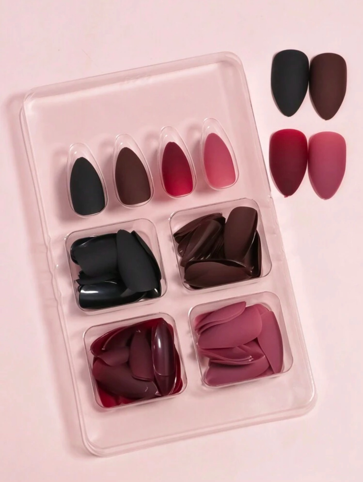 VV MEIJIAER Press-On Nails 96 Pièces Réutilisables Amande Moyenne (4 Couleurs Mates Dégradées) + Feuille Adhésive + Mini Lime - ZJ254 VV MEIJIAER Press-On Nails 96 Pièces Réutilisables Amande Moyenne (4 Couleurs Mates Dégradées) + Feuille Adhésive + Mini Lime - ZJ254