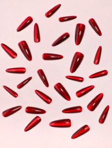 VV MEIJIAER Press-On Nails 30 Pièces Réutilisables Stiletto Longue (Rouge Vampire) + Feuille Adhésive + Mini Lime - ZJ202 VV MEIJIAER Press-On Nails 30 Pièces Réutilisables Stiletto Longue (Rouge Vampire) + Feuille Adhésive + Mini Lime - ZJ202