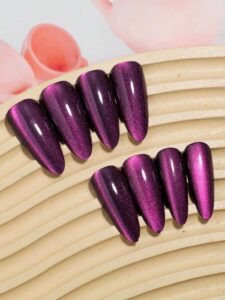 VV MEIJIAER Press-On Nails 30 Pièces Réutilisables Stiletto Longue (Rouge Vampire) + Feuille Adhésive + Mini Lime - ZJ242