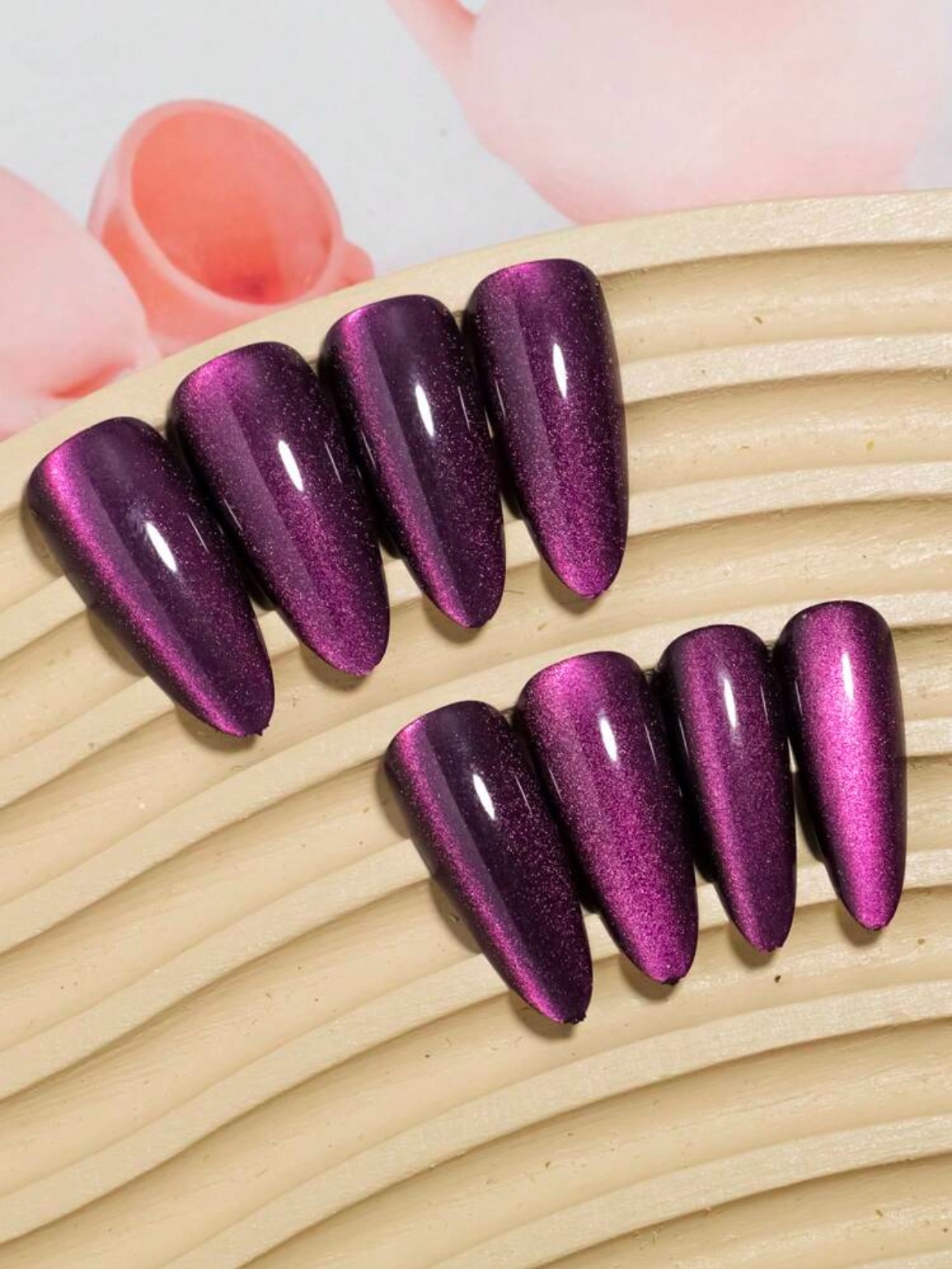 VV MEIJIAER Press-On Nails 30 Pièces Réutilisables Stiletto Longue (Rouge Vampire) + Feuille Adhésive + Mini Lime - ZJ242