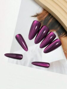 VV MEIJIAER Press-On Nails 30 Pièces Réutilisables Stiletto Longue (Rouge Vampire) + Feuille Adhésive + Mini Lime - ZJ242
