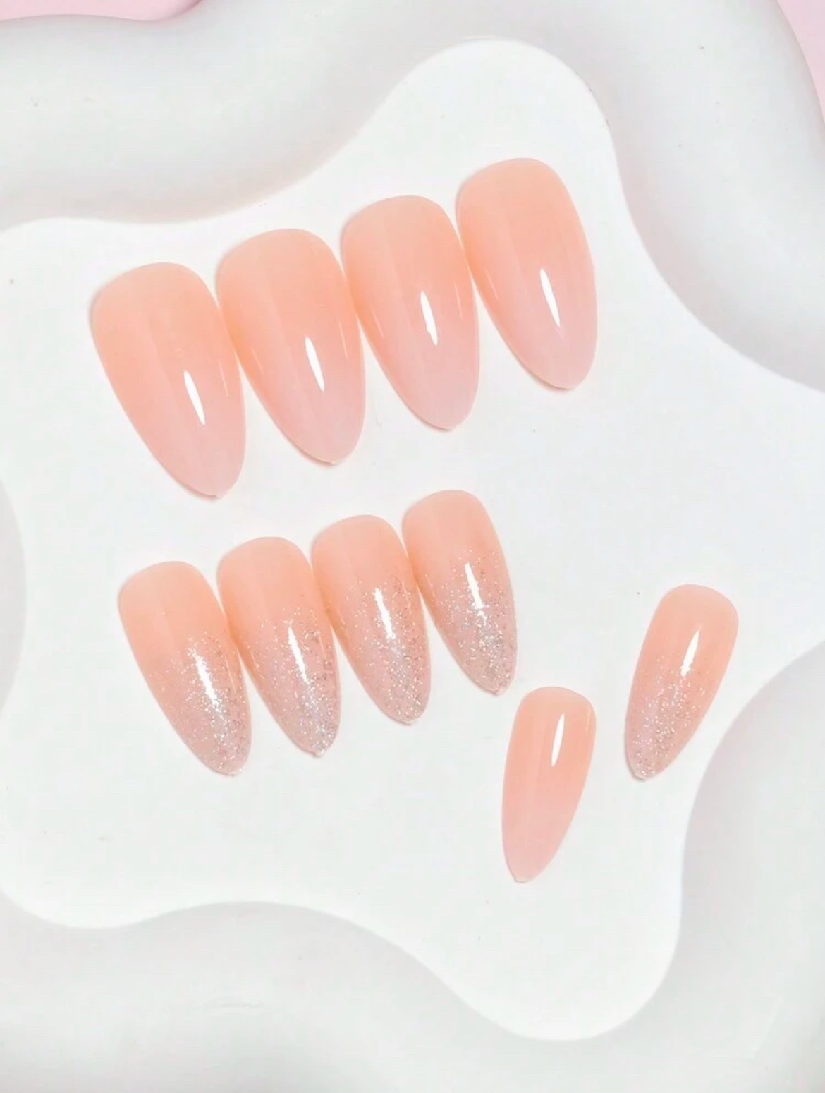 VV MEIJIAER Press-On Nails 24 Pièces Amande Longue (Rose) + Feuille Adhésive + Mini Lime - ZJ377 VV MEIJIAER Press-On Nails 24 Pièces Amande Longue (Rose) + Feuille Adhésive + Mini Lime - ZJ377