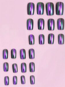 VV MEIJIAER Press-On Nails 24 Pièces Carrés Longue (Aurora Effet Mirroir) + Feuille Adhésive + Mini Lime - ZJ329 VV MEIJIAER Press-On Nails 24 Pièces Carrés Longue (Aurora Effet Mirroir) + Feuille Adhésive + Mini Lime - ZJ329