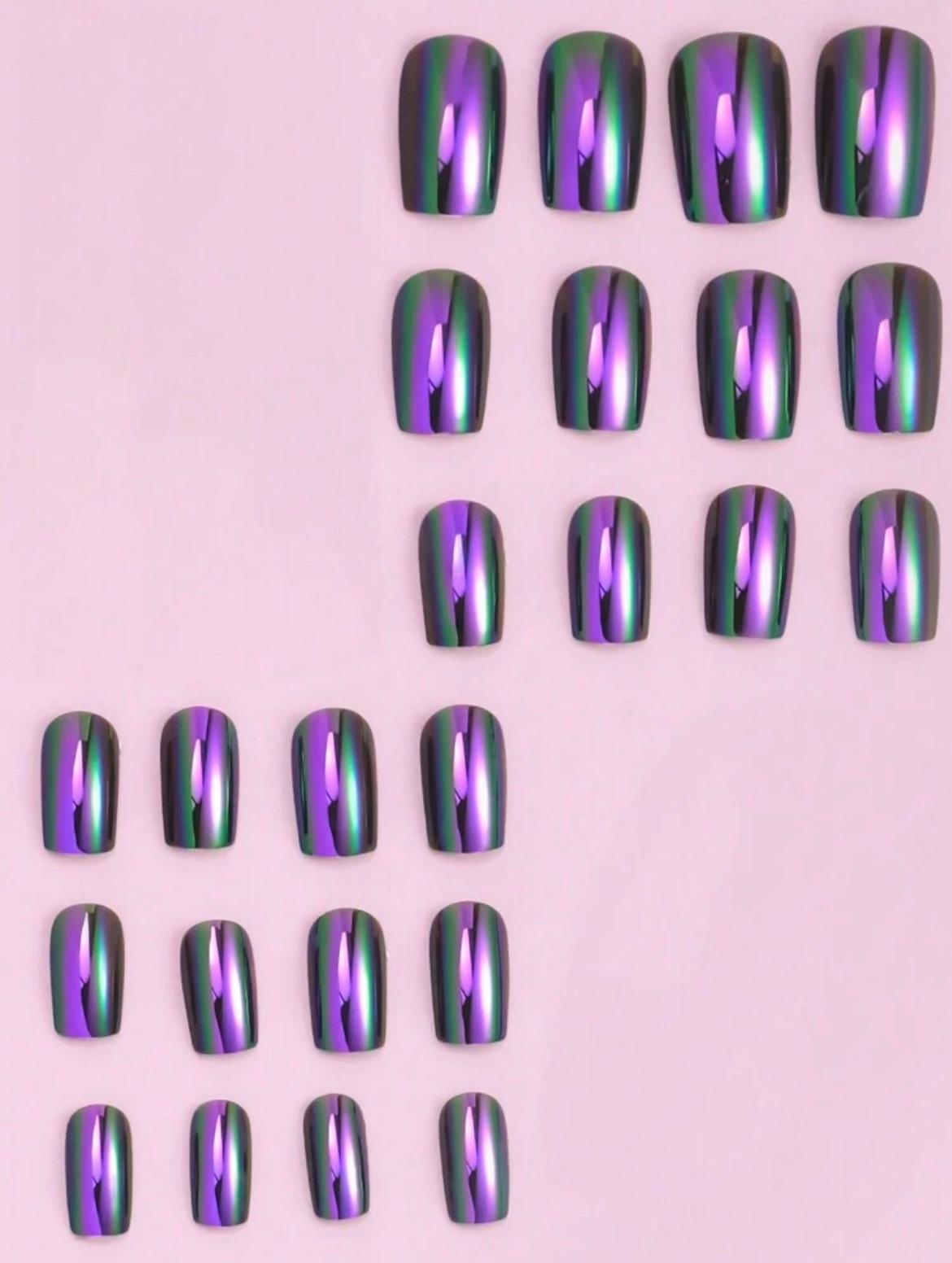 VV MEIJIAER Press-On Nails 24 Pièces Carrés Longue (Aurora Effet Mirroir) + Feuille Adhésive + Mini Lime - ZJ329 VV MEIJIAER Press-On Nails 24 Pièces Carrés Longue (Aurora Effet Mirroir) + Feuille Adhésive + Mini Lime - ZJ329