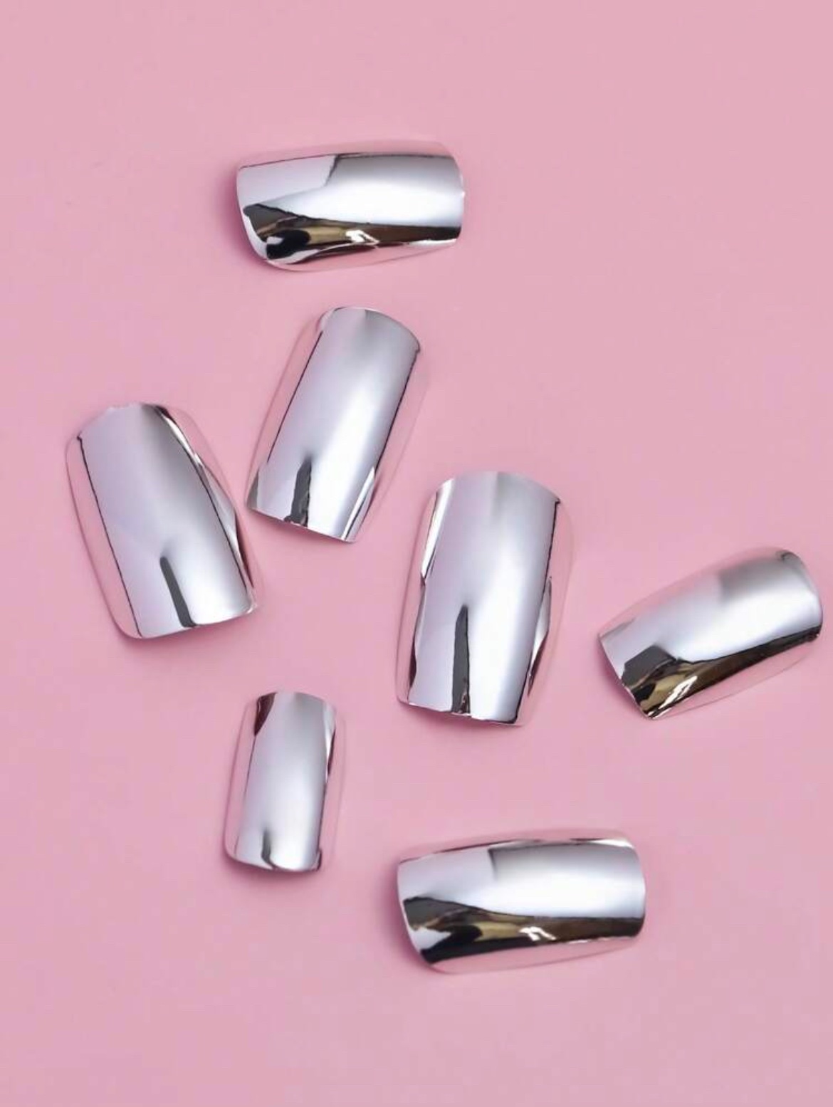 VV MEIJIAER Press-On Nails 24 Pièces Carrés Long (Métal Argenté) + Feuille Adhésive + Mini Lime - ZJ493 VV MEIJIAER Press-On Nails 24 Pièces Carrés Long (Métal Argenté) + Feuille Adhésive + Mini Lime - ZJ493