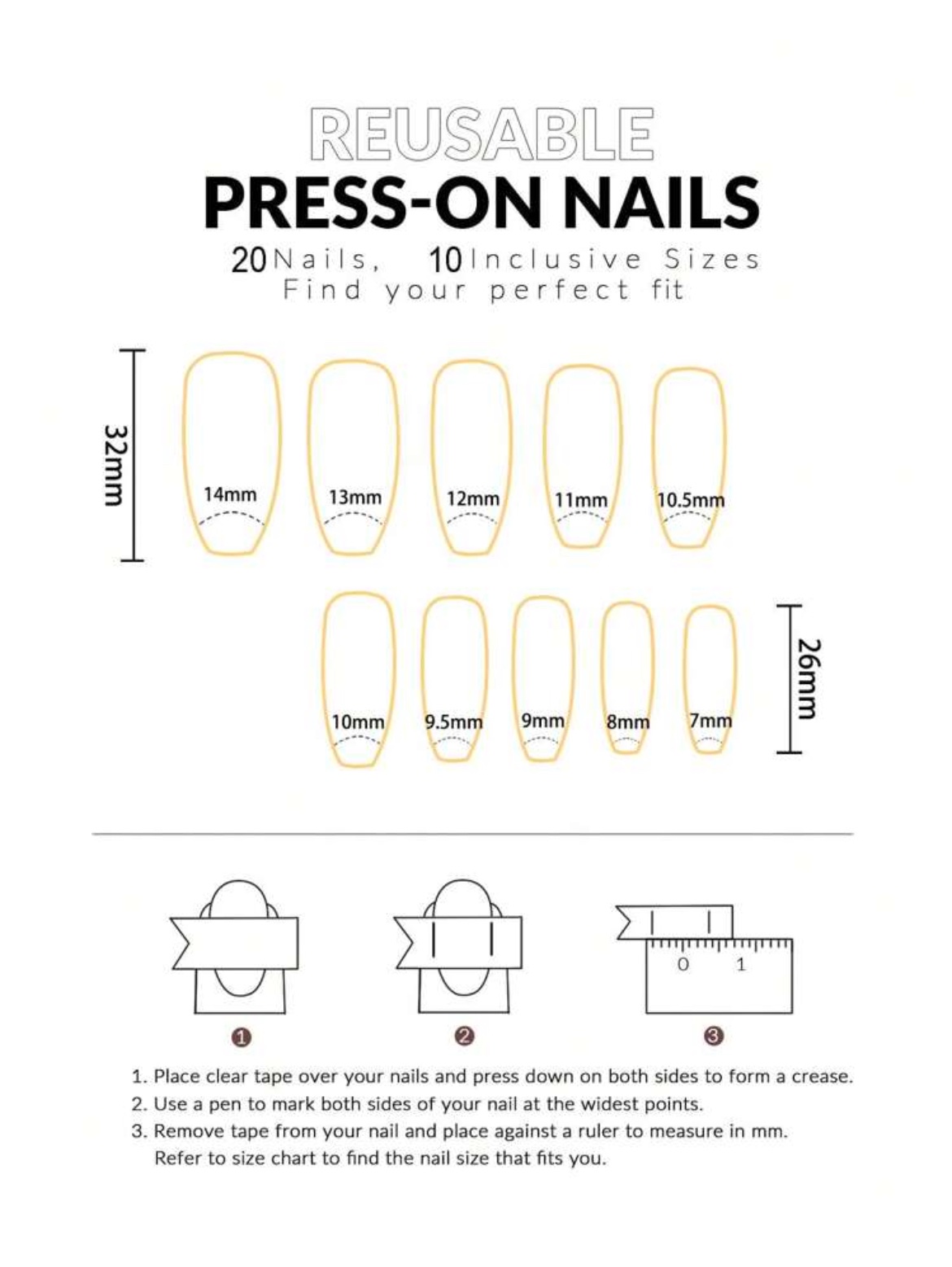 img_1385 VV MEIJIAER Press-On Nails 20 Pièces Coffin Long (Tabac Chrome) + Feuille Adhésive + Mini Lime - ZJ593
