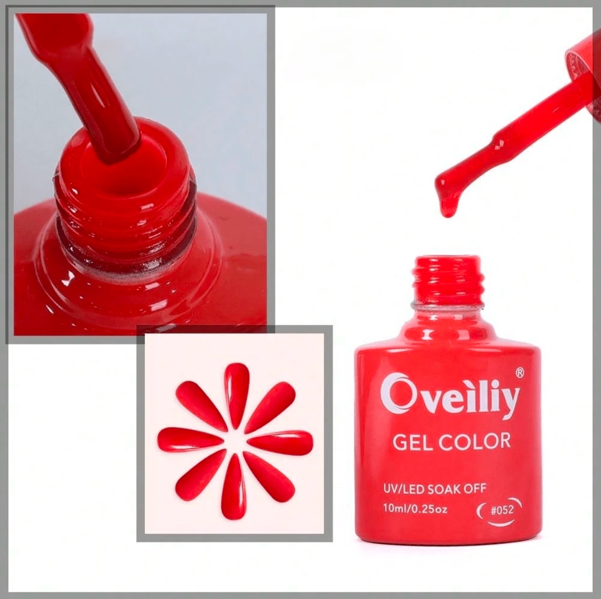 Oveiliy Gel De Vernis à Ongles 10ml Rouge 052