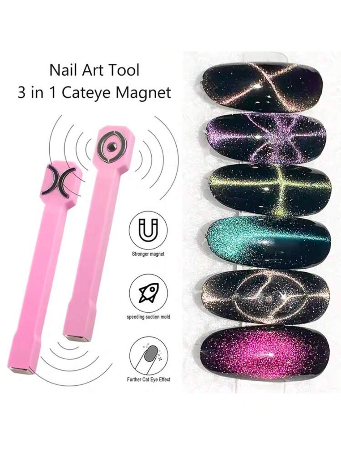 SH FULL BEAUTY Aimant ongles œil de chat 3 en 1