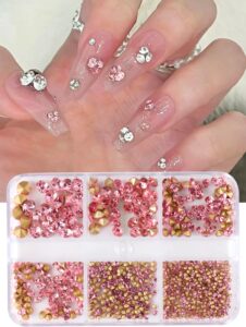 SH Strass ongles dos pointu rose Boîte 6 cases