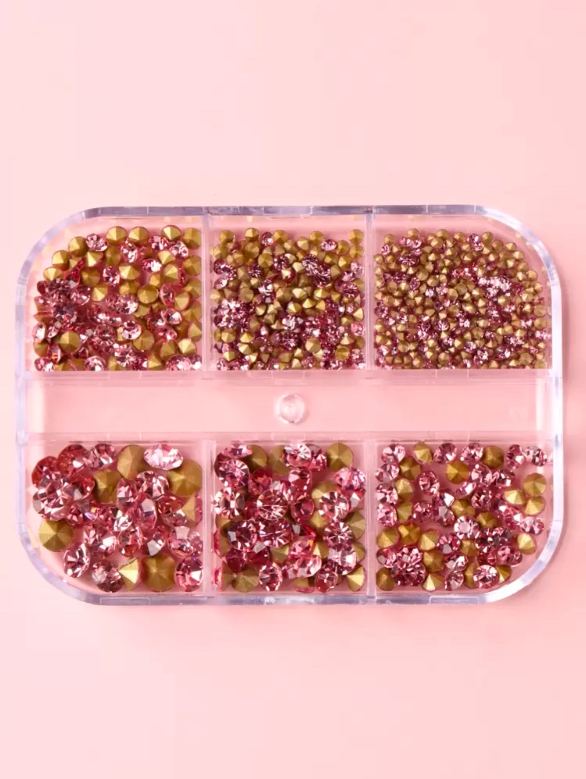 SH Strass ongles dos pointu rose Boîte 6 cases