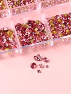 SH Strass ongles dos pointu rose Boîte 6 cases
